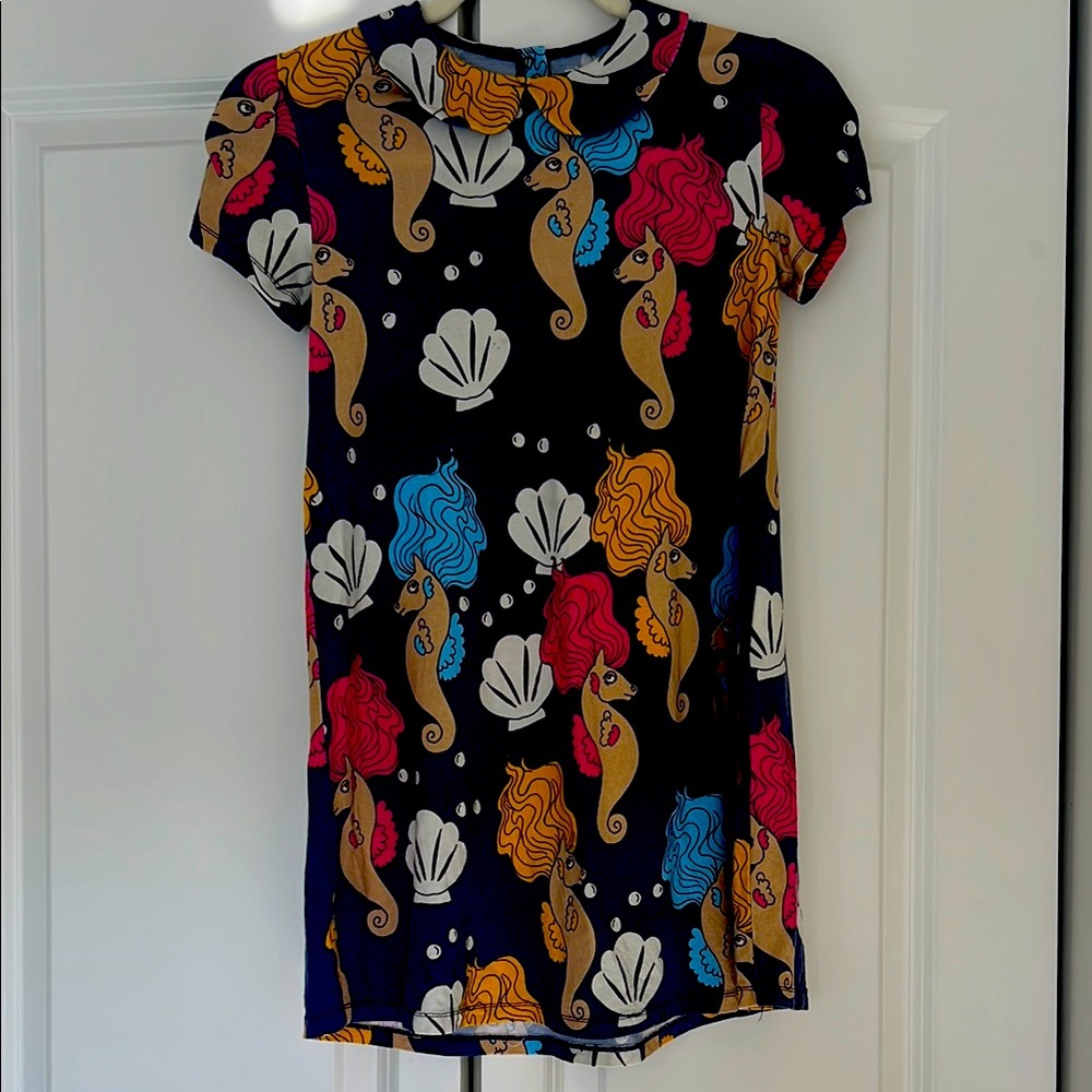 Mini Rodini Blue Seahorse and Shell Dress